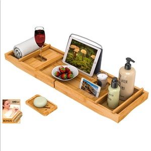 Bath caddy tray for bathtub